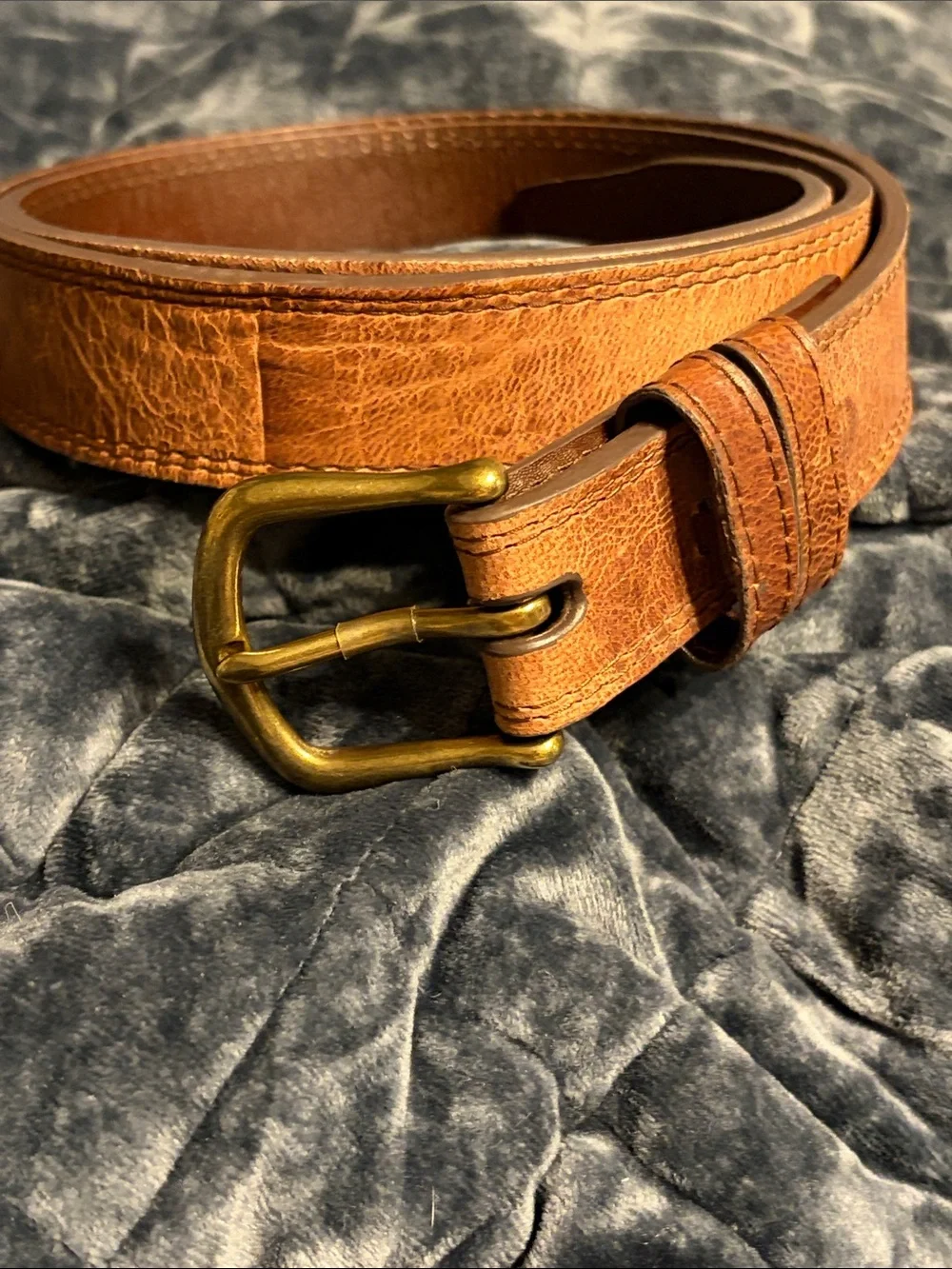 Tecovas Tan Leather Belt with Brass-Tone Buckle